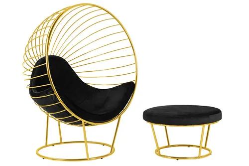 GABBIA STAND gold armchair with a footrest