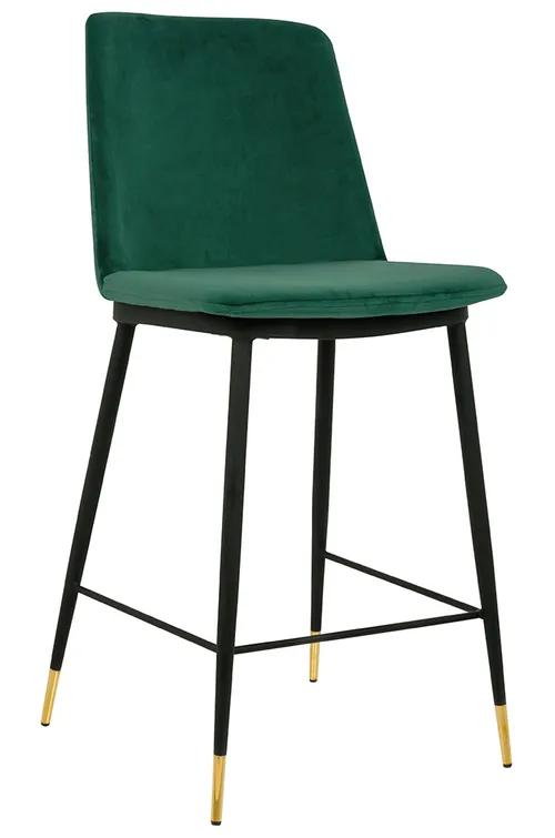 Bar stool DIEGO 65 green - velor, base in black and gold