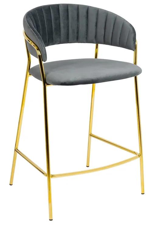 Bar stool MARGO 65 dark gray - velor, gold base