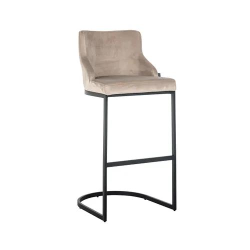Bar stool Bolton khaki velvet / black fire retardant