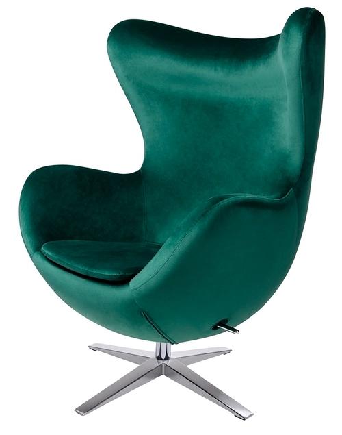 EGG WIDE VELVET armchair dark green. 18 - velor, steel base