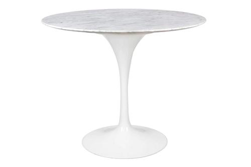 Table TULIP MARBLE 90 CARRARA white - round marble top, metal