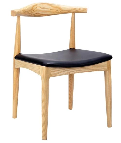 Natural ELBOW chair - ash wood, black PU leather