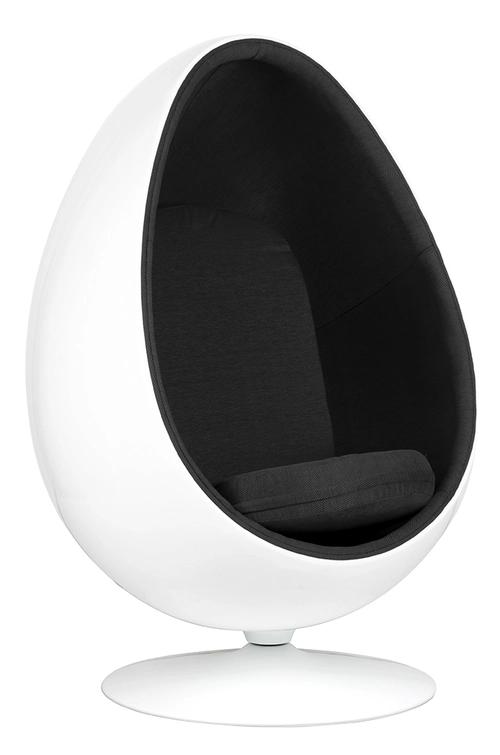 OVALIA white and black armchair - fiberglass