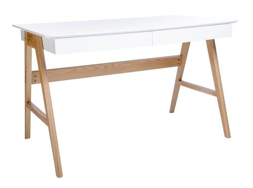 RIVA desk (Scandic) white - MDF top, oak base