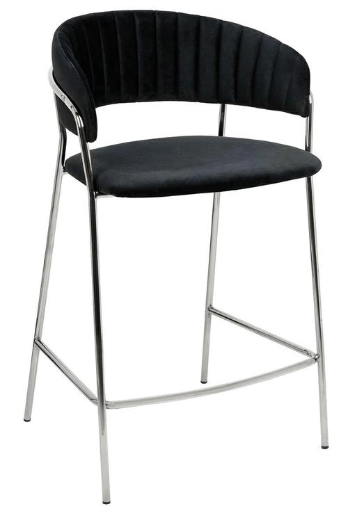 MARGO 65 black bar chair - velor, chrome base