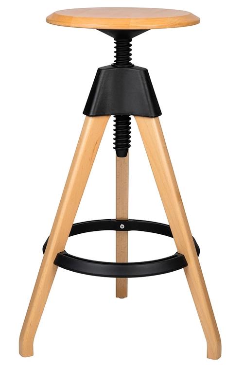 Adjustable bar chair TOM black - polypropylene, beech wood