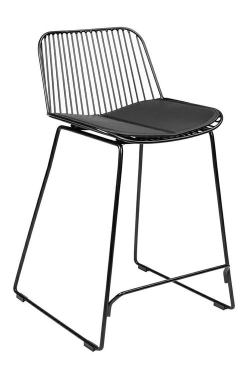 MILES black bar chair 66 cm - metal, eco-leather