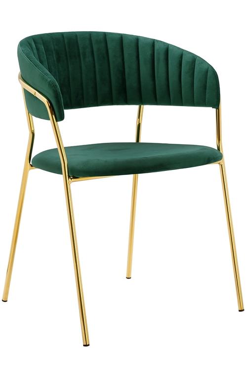 MARGO chair dark green - velor, gold base