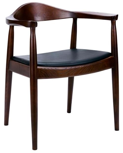 Dark brown KENNEDY chair - ash wood, eco-leather