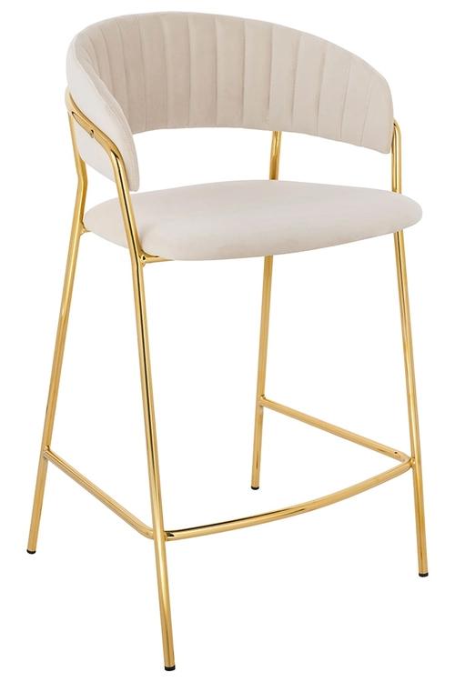 MARGO 65 beige bar chair - velor, gold base