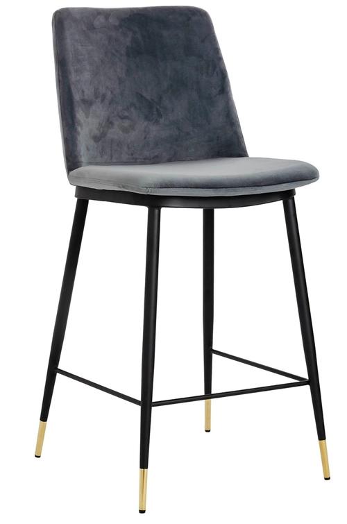 DIEGO 65 bar chair dark gray - velor, black gold base