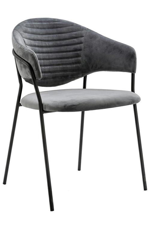 NAOMI chair dark gray - velor, black base
