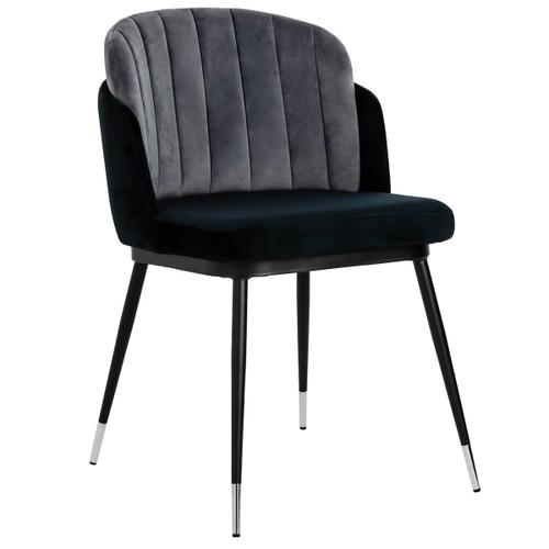 MARCEL black and gray chair - velor, black and silver base