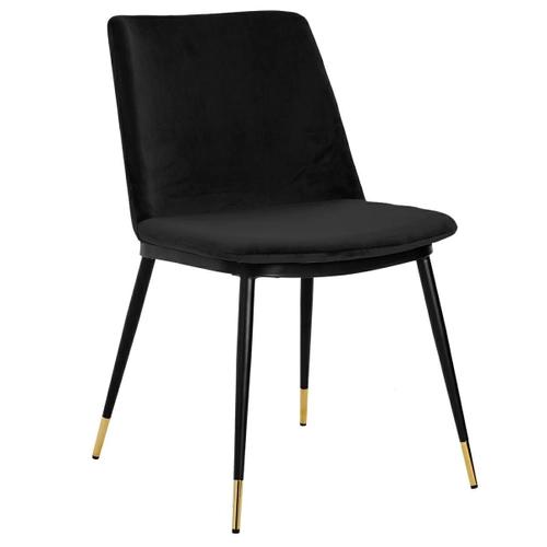 DIEGO black chair - velor, black and gold base
