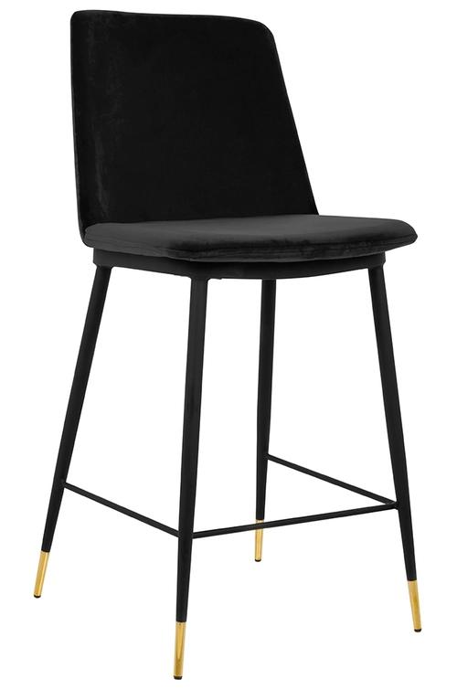 DIEGO 65 bar chair black - velor, black gold base