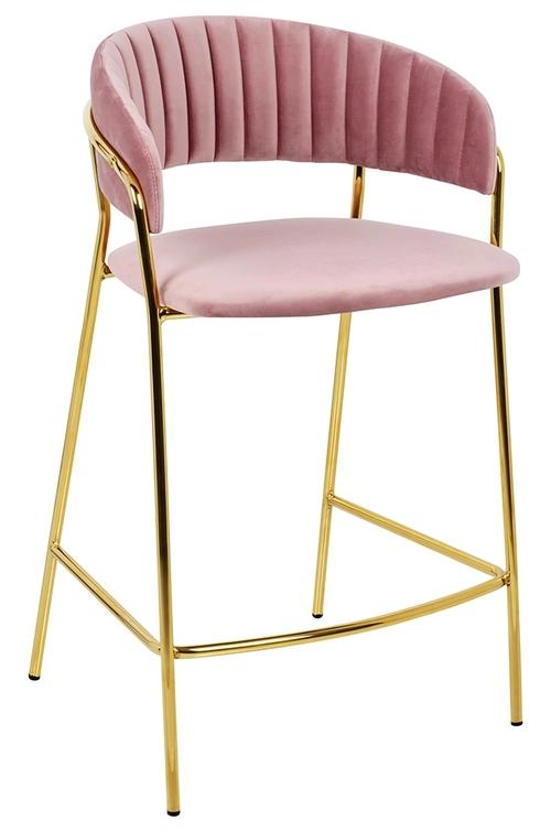 MARGO 65 bar chair dusty pink - velor, gold base