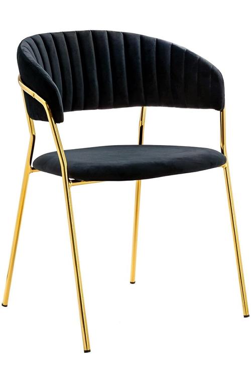 MARGO black chair - velor, gold base