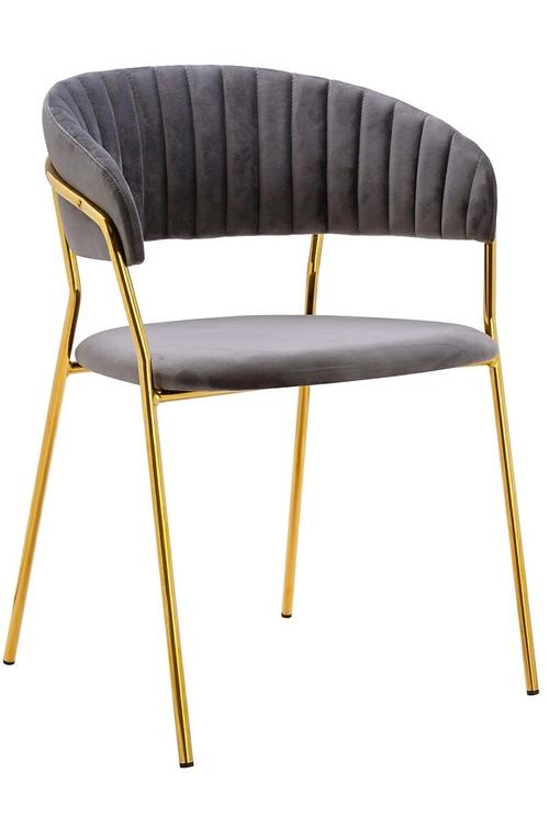 MARGO dark gray chair - velor, gold base