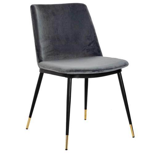 DIEGO chair dark gray - velor, black gold base