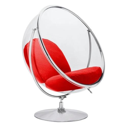 BUBBLE STAND 2 armchair red cushion - acrylic, chrome, wool