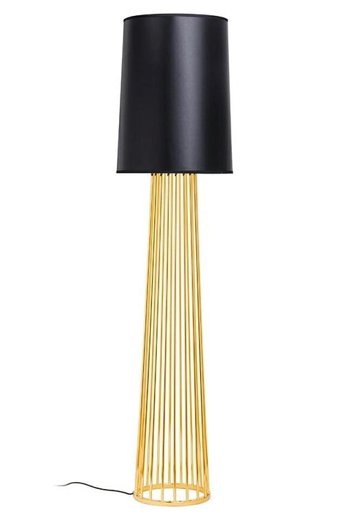 HOLMES STRAIGHT gold floor lamp with a black shade - metal