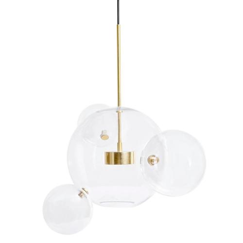 Hanging lamp CAPRI 4 gold - 60 LED, aluminum, glass