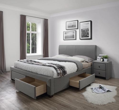 MODENA 140 cm upholstered bed with drawers gray (6p=1pc)