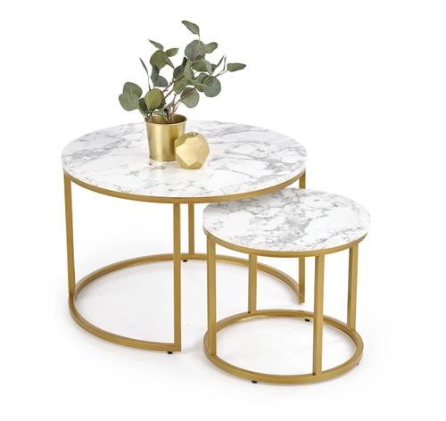 PAOLA set of 2 coffee tables, marble / gold (1p=1pc)