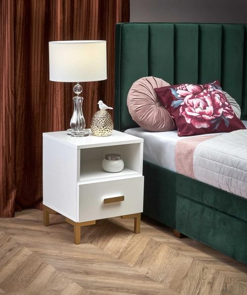 SILVIA bedside table, white - gold (1p=1pc)