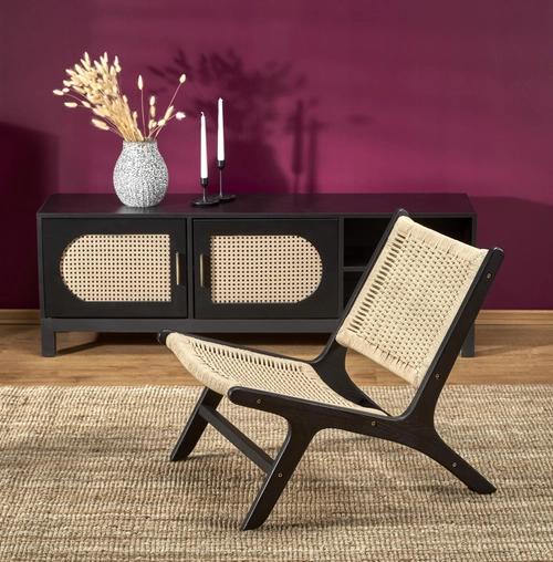 FODEN lounge chair, black / natural