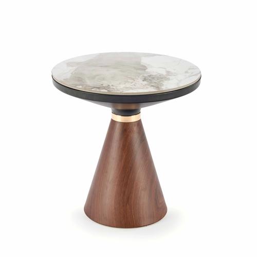 GENESIS_S coffee table white marble / walnut / gold