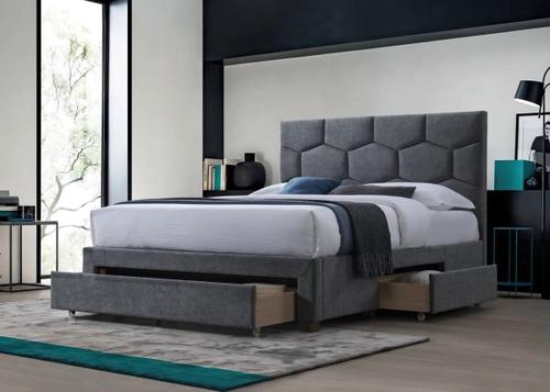 HARRIET 160 bed with drawers gray velvet (3p=1pc)