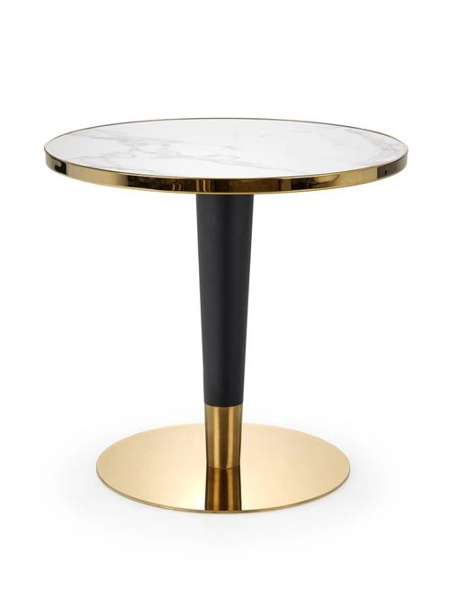 MORATA round table, white marble / black / gold