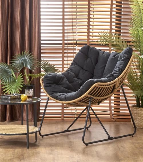 WHISPER lounge chair, black / natural