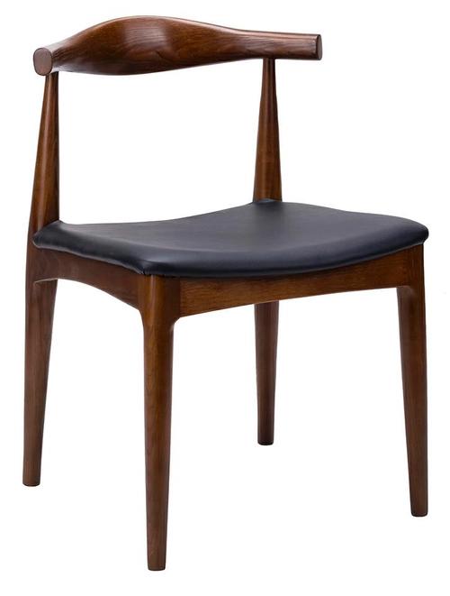 Dark brown ELBOW chair - ash wood, black PU leather