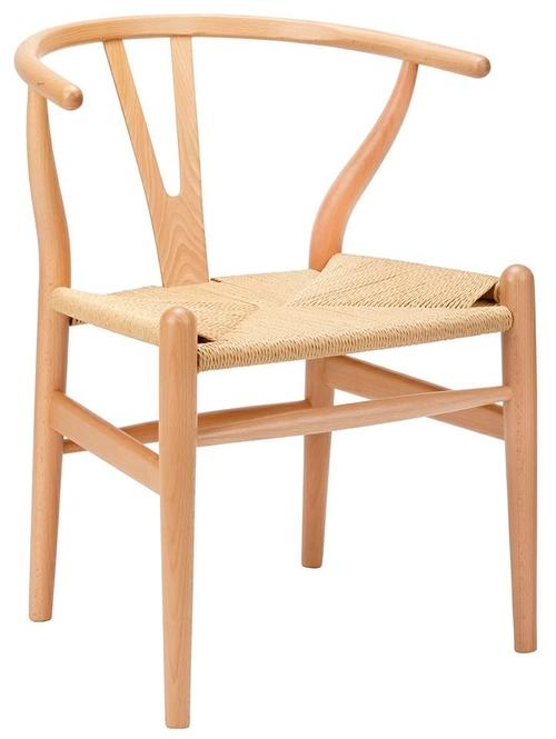 WISHBONE natural chair - beech wood, natural fibre