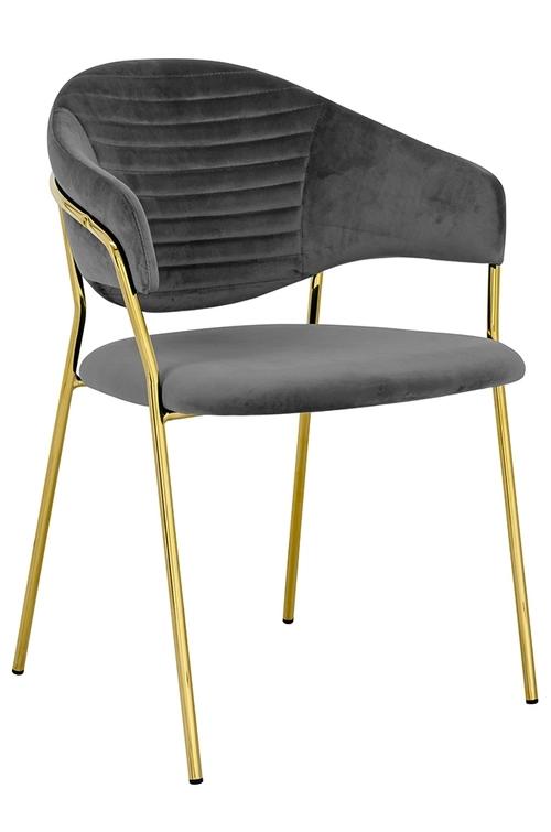 NAOMI chair dark gray - velor, gold base