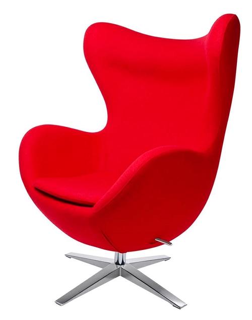 EGG armchair WIDE red.1 - wool, steel base