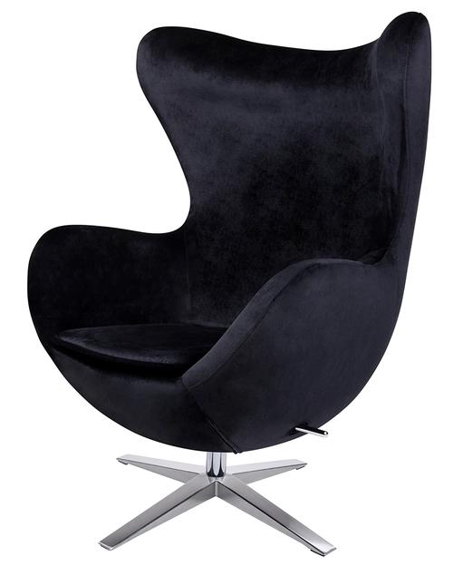 EGG WIDE VELVET armchair, black.50 - velvet, steel base