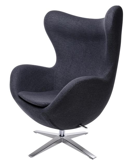 EGG armchair WIDE dark grey.27 - wool, steel base