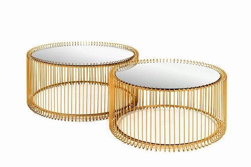 KARE set of WIRE coffee tables, brass