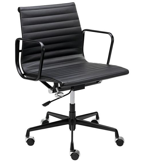 BODY PRESTIGE PLUS black office armchair - natural leather, aluminum