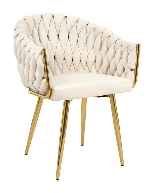 TRESSE beige chair - velvet, gold base