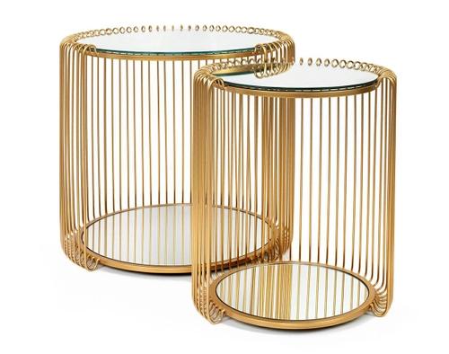 KARE WIRE DOUBLE II table set, brass