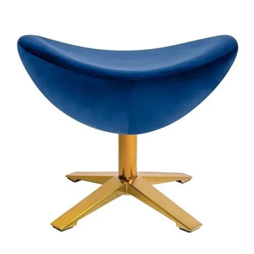 Dark blue EGG WIDE VELVET GOLD footstool. 49 - velor, gold base