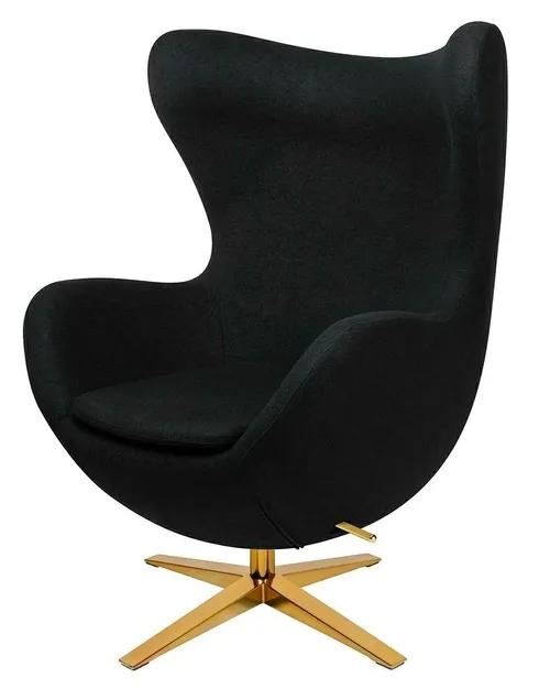 EGG WIDE GOLD black.4 armchair - wool, gold base