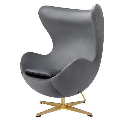 Dark gray EGG CLASSIC VELVET GOLD armchair - velor, gold base