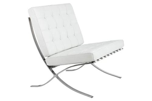 BARCELON PRESTIGE PLUS armchair white - selected Italian natural leather, steel