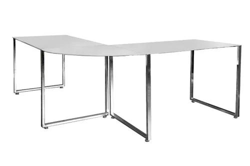 INVICTA corner desk BIG DEAL white - glass, chrome-plated metal